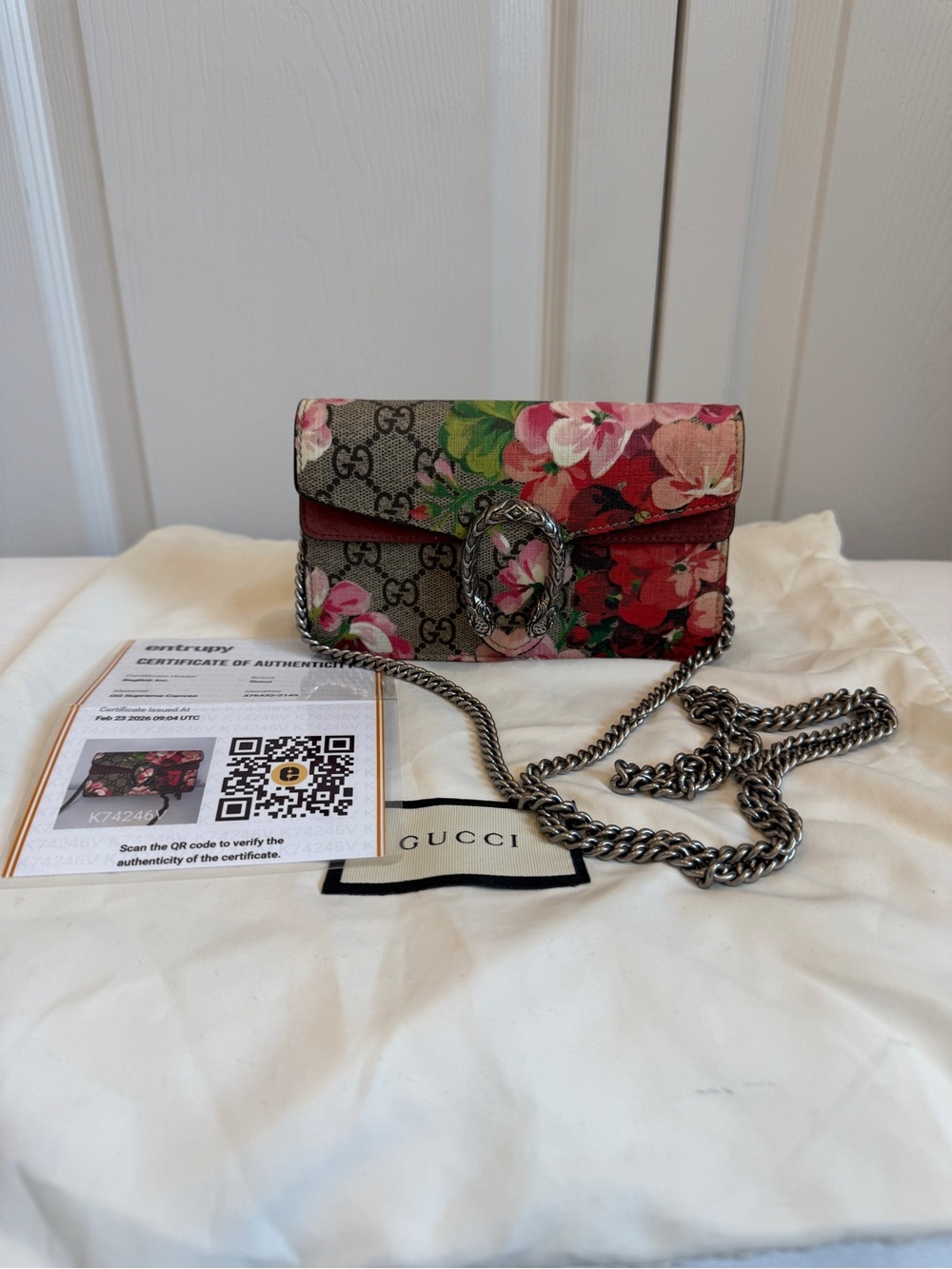 Authentic Gucci Dionysus GG Supreme Blooms Super Mini SHW